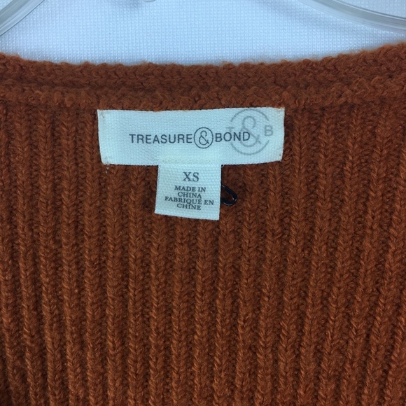 NEW TREASURE & BOND From Nordstrom Women's Oversized V-neck Sweater In Rust - Picture 3 of 5